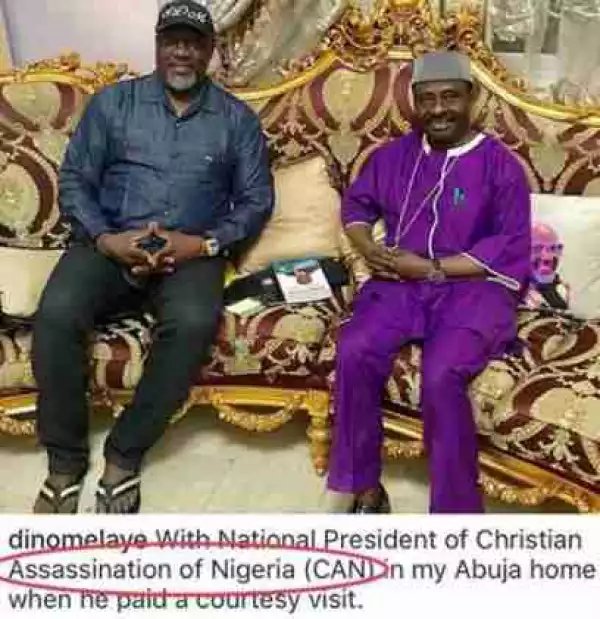 Dino Melaye Captions His Photo With CAN President As ‘Assassination’ Instead Of ‘Association’